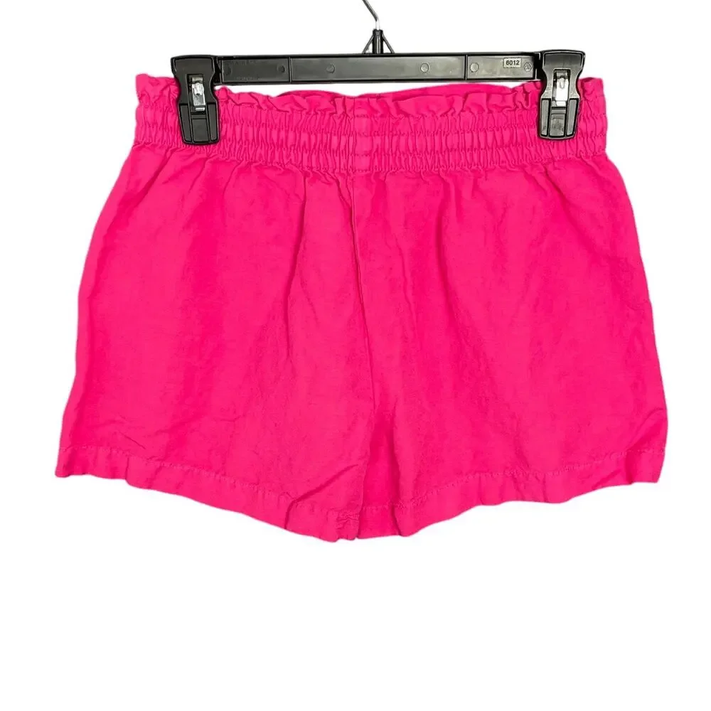 Loft Bright Pink Linen Blend Shorts Size XS‎ Stretch Summer Breathable Pockets